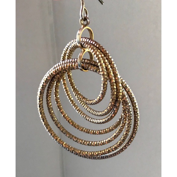 Gold bronze multi hoop statement earrings - Picture 3 of 3